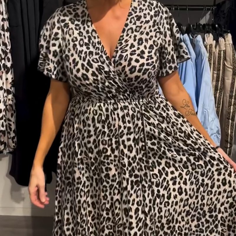 Sirina - Vestido Longo Com Padrão De Leopardo