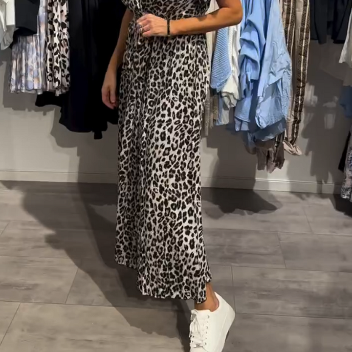 Sirina - Vestido Longo Com Padrão De Leopardo