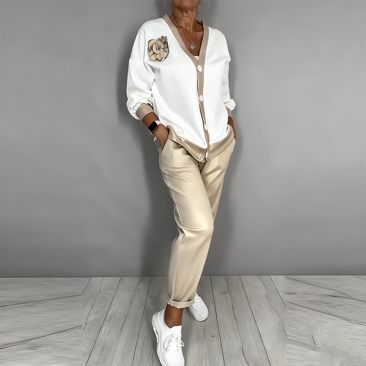 Maelynn - Conjunto Elegante de Casaco e Top