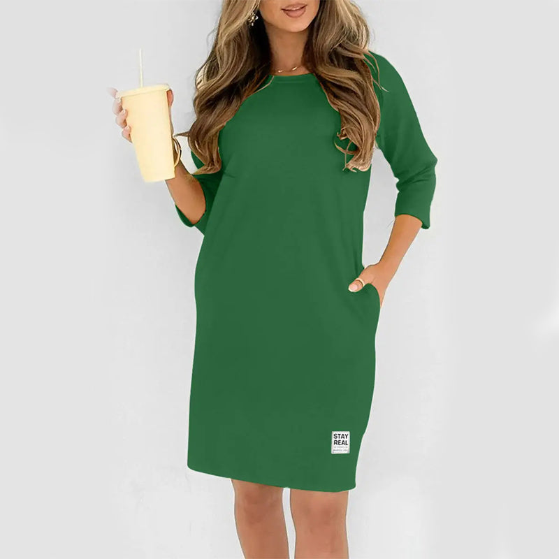 Sidsel - Vestido Elegante Com Gola Redonda