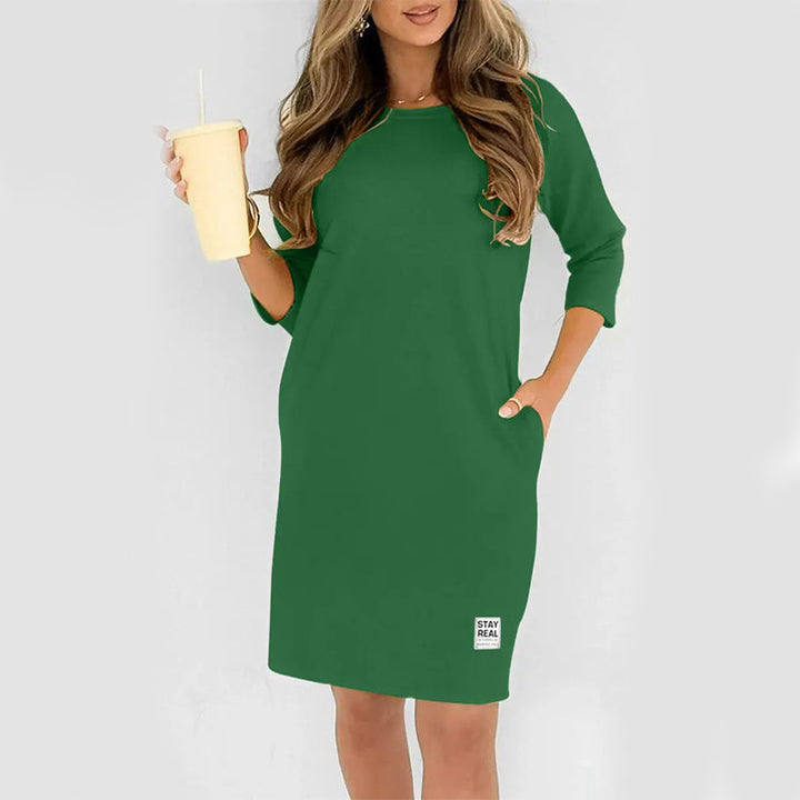 Sidsel - Vestido Elegante Com Gola Redonda