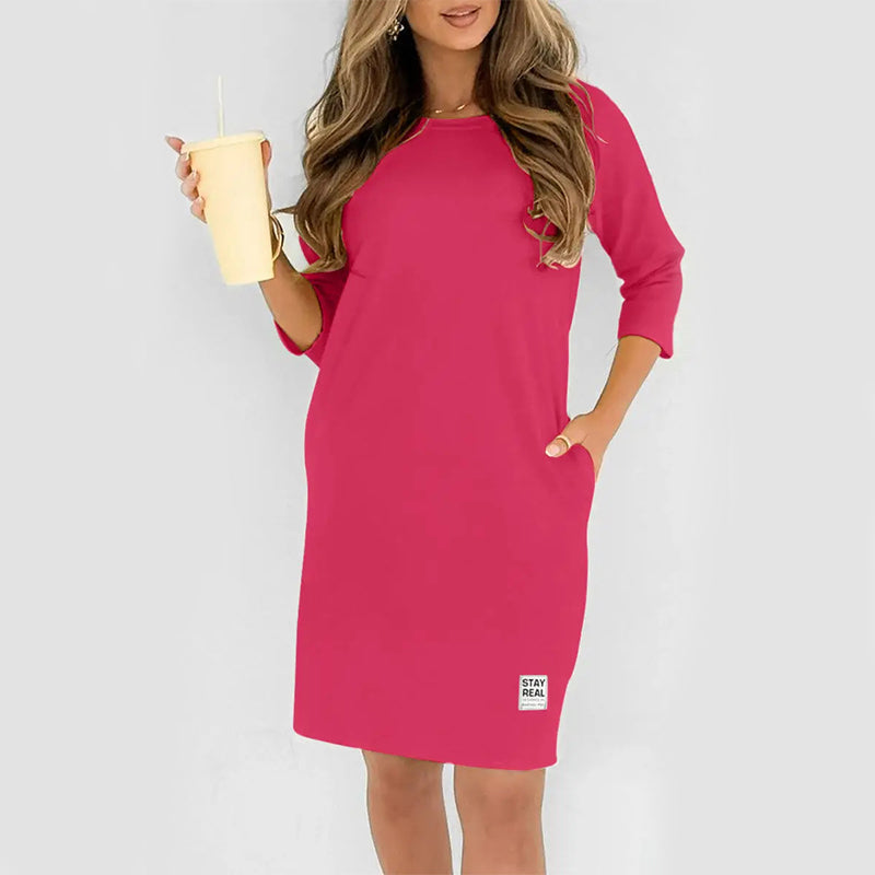 Sidsel - Vestido Elegante Com Gola Redonda