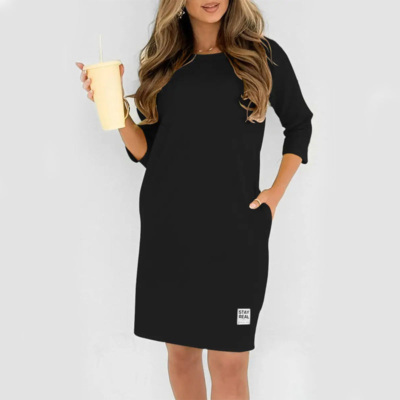 Sidsel - Vestido Elegante Com Gola Redonda