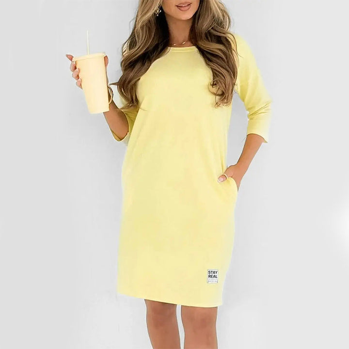 Sidsel - Vestido Elegante Com Gola Redonda