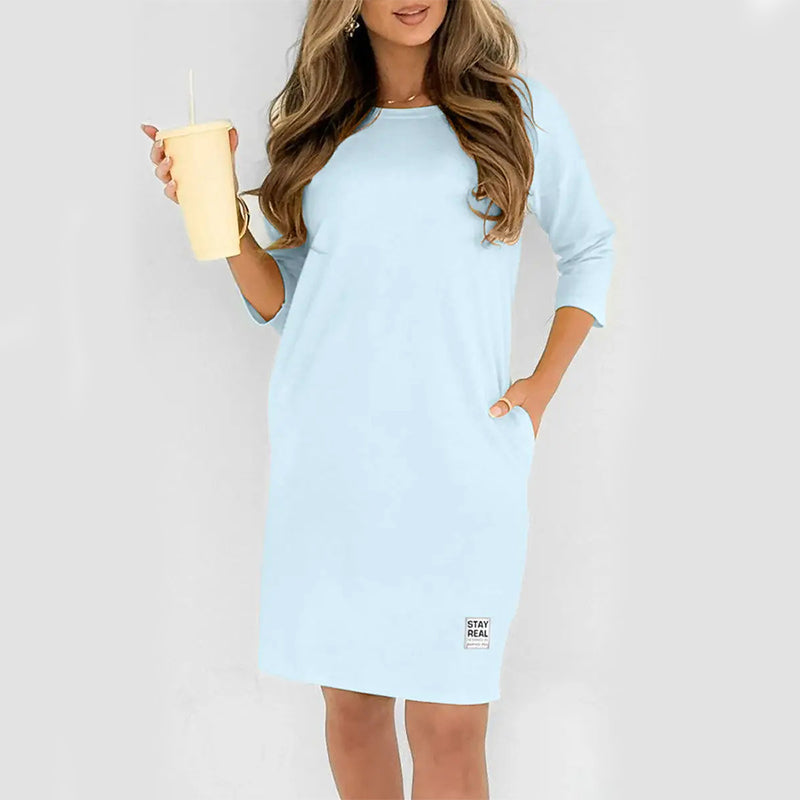 Sidsel - Vestido Elegante Com Gola Redonda