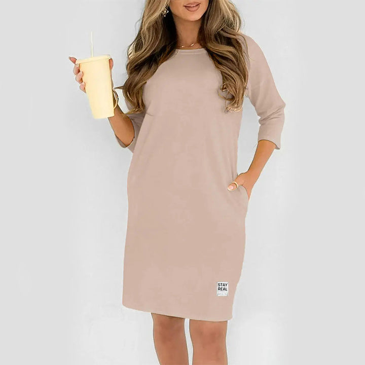 Sidsel - Vestido Elegante Com Gola Redonda