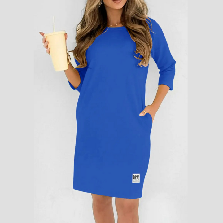 Sidsel - Vestido Elegante Com Gola Redonda