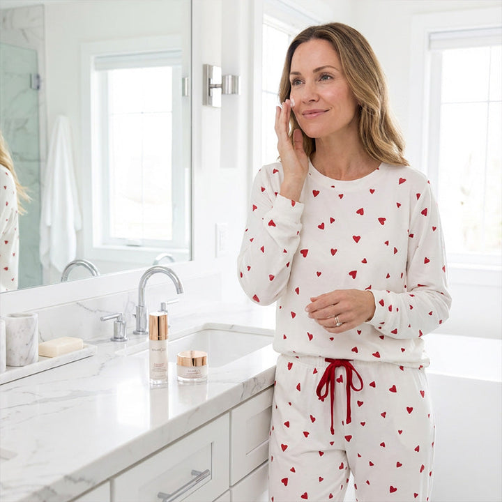 Rugile - Conjunto de Pijama Confortável Com Estampa de Coração