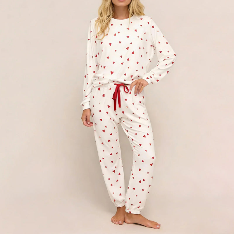 Rugile - Conjunto de Pijama Confortável Com Estampa de Coração