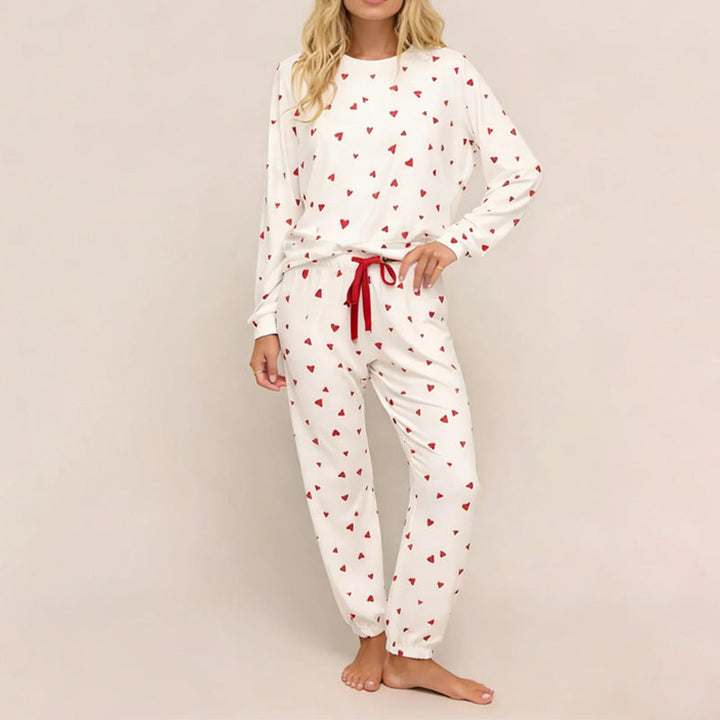 Rugile - Conjunto de Pijama Confortável Com Estampa de Coração
