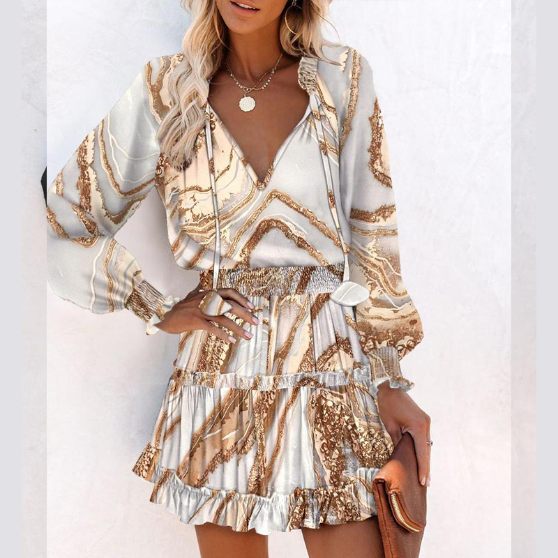Sissel - Vestido Mini Com Decote Em V e Folhos