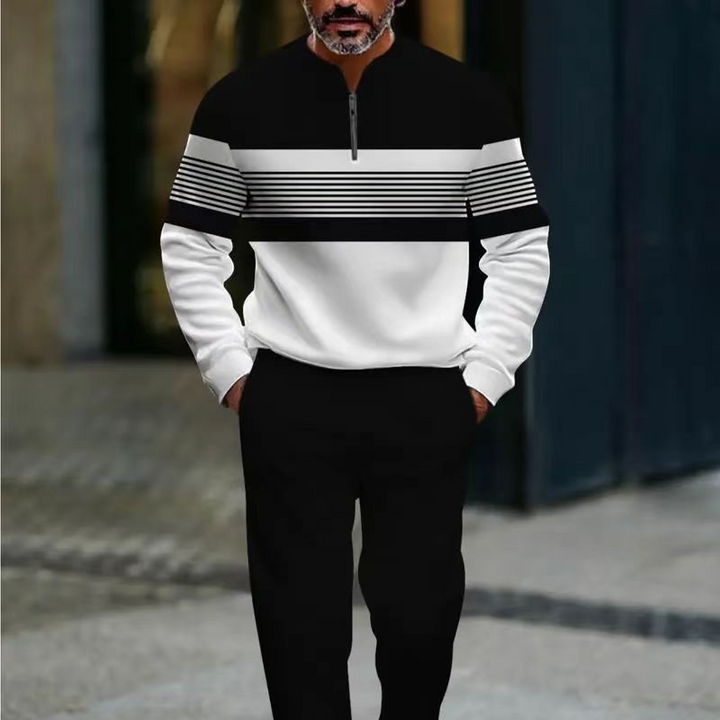 Valter - Fato de Treino Com Estampado Gráfico e Fecho de Correr Até ao Peito