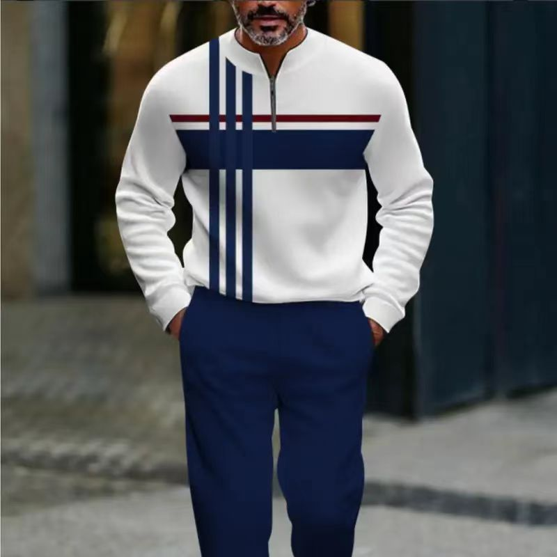 Valter - Fato de Treino Com Estampado Gráfico e Fecho de Correr Até ao Peito
