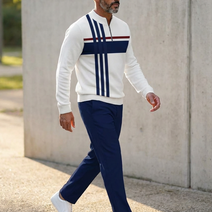 Valter - Fato de Treino Com Estampado Gráfico e Fecho de Correr Até ao Peito