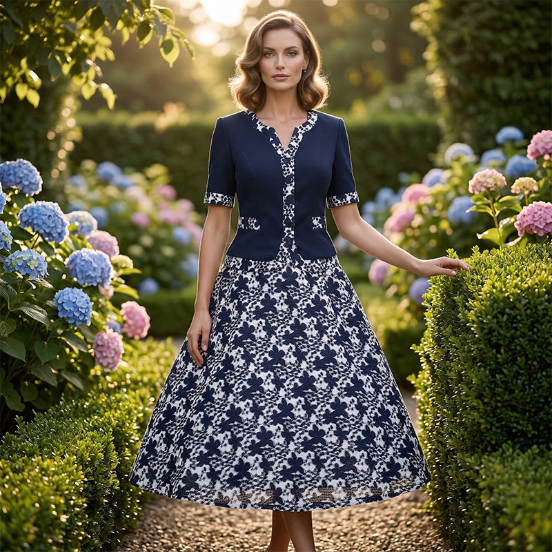 Jinia - Vestido Em Linha A Com Padrão Floral