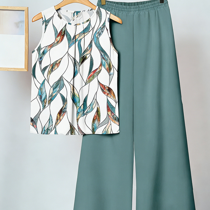Anemiek - Conjunto Elegante de Duas Peças Com Estampado