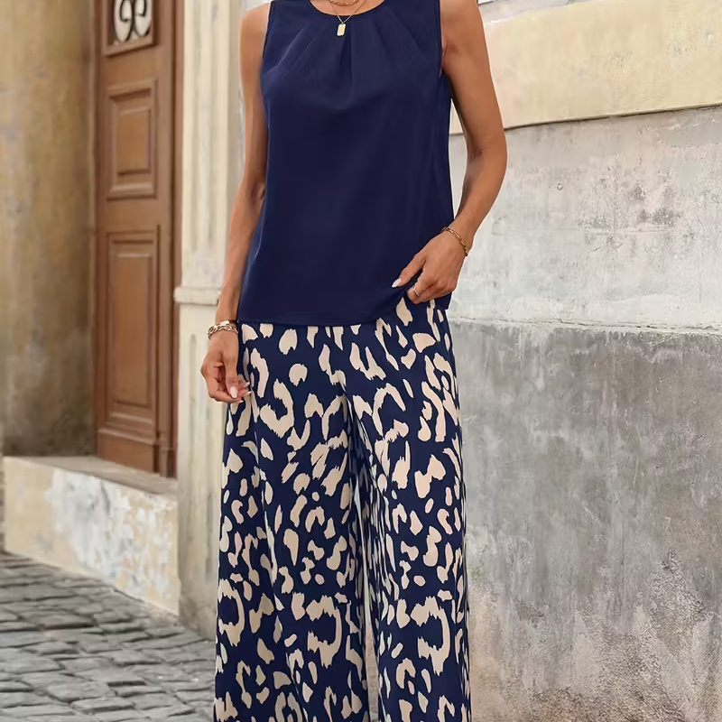 Anemiek - Conjunto Elegante de Duas Peças Com Estampado