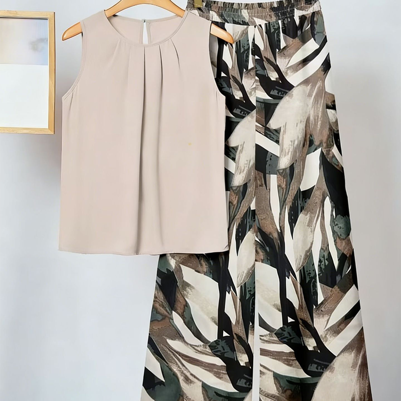 Anemiek - Conjunto Elegante de Duas Peças Com Estampado