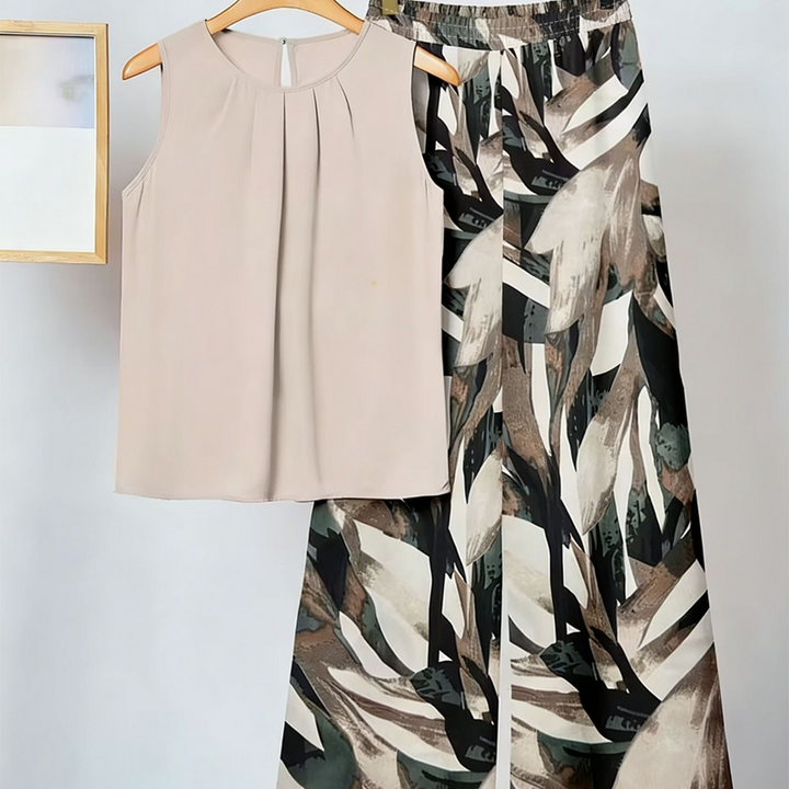 Anemiek - Conjunto Elegante de Duas Peças Com Estampado