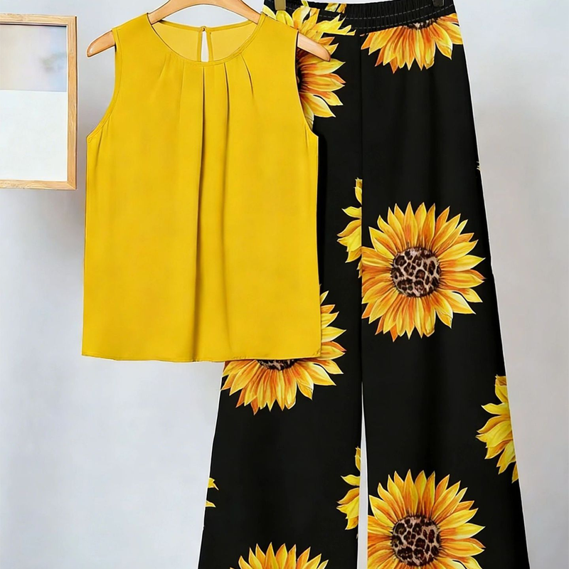 Anemiek - Conjunto Elegante de Duas Peças Com Estampado