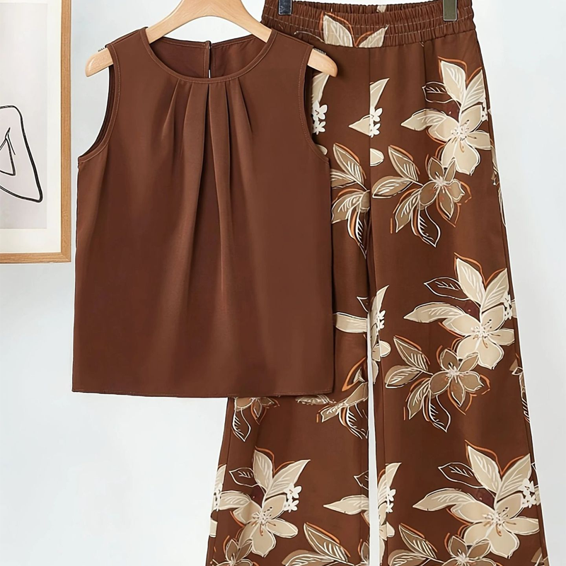 Anemiek - Conjunto Elegante de Duas Peças Com Estampado