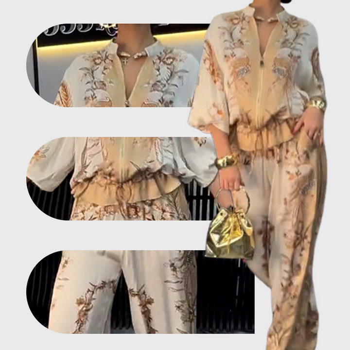 Katya - Conjunto De Duas Peças Com Elegante Padrão Floral