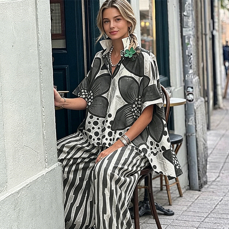 Rozarin - Conjunto De Duas Peças Com Estampado Elegante