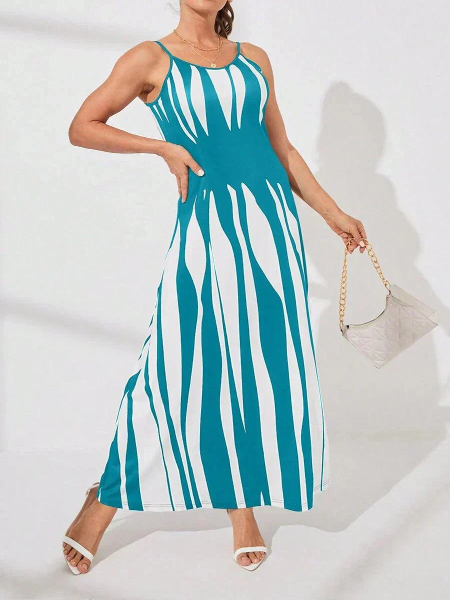 Nelesha - Vestido Maxi Estampado Com Alças Finas