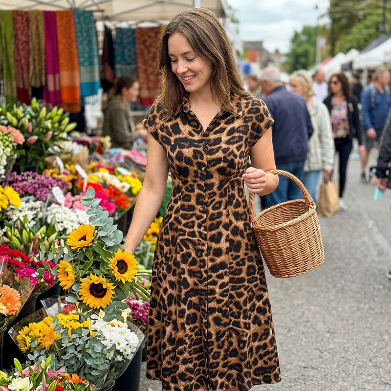 Ameerah - Vestido Elegante Com Padrão De Leopardo