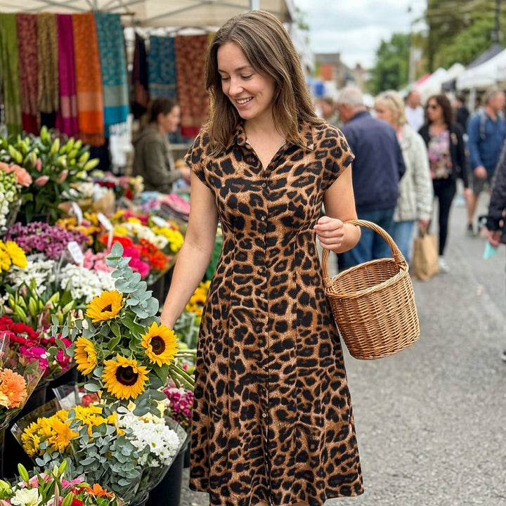 Ameerah - Vestido Elegante Com Padrão De Leopardo