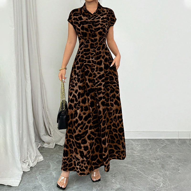 Ameerah - Vestido Elegante Com Padrão De Leopardo