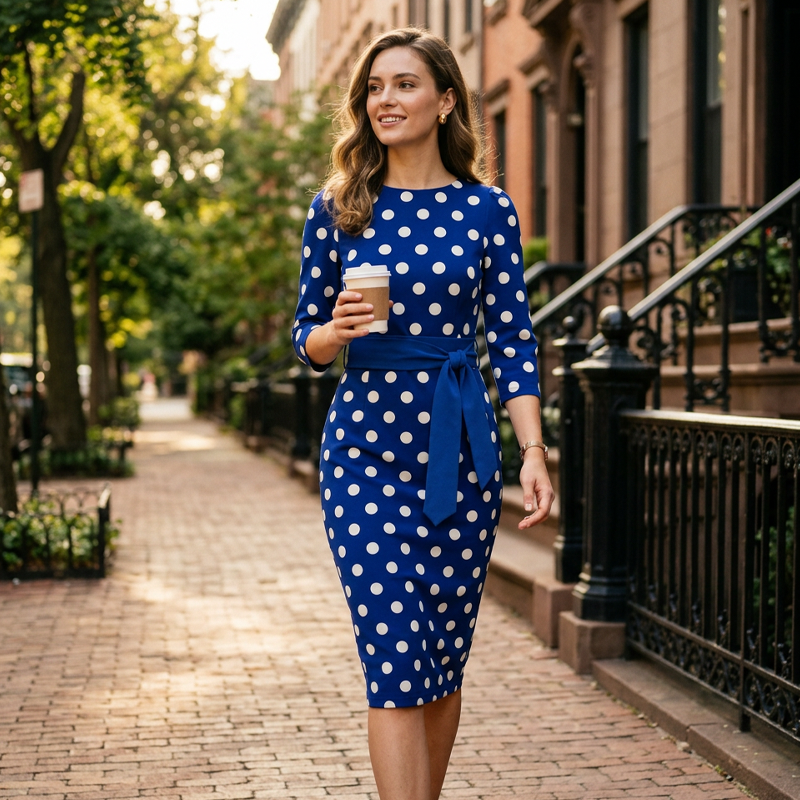 Konila - Elegante Vestido Retro às Bolinhas
