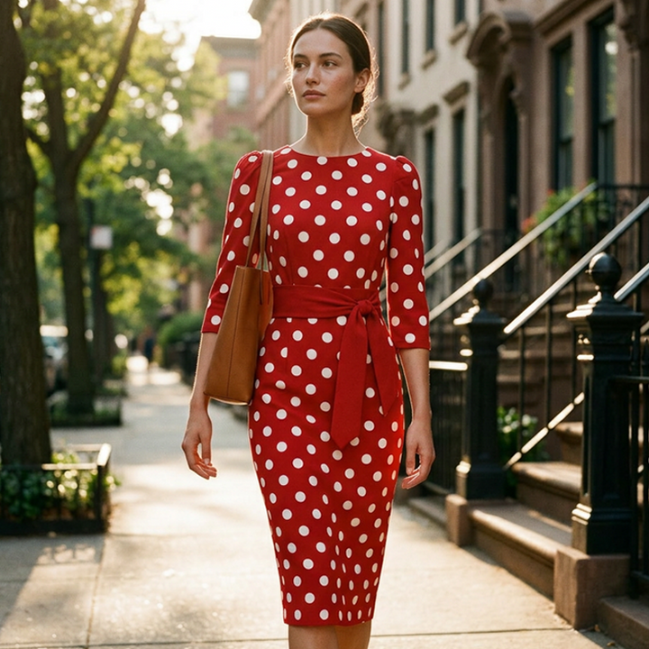 Konila - Elegante Vestido Retro às Bolinhas