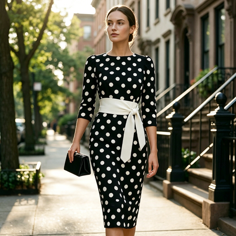 Konila - Elegante Vestido Retro às Bolinhas