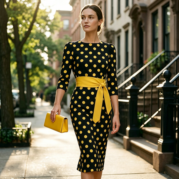 Konila - Elegante Vestido Retro às Bolinhas
