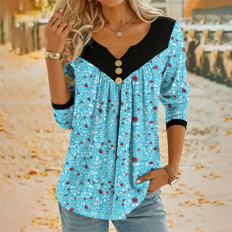 Sheloni - Camisola De Manga Comprida Com Botões E Padrão Floral