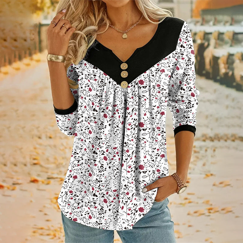 Sheloni - Camisola De Manga Comprida Com Botões E Padrão Floral