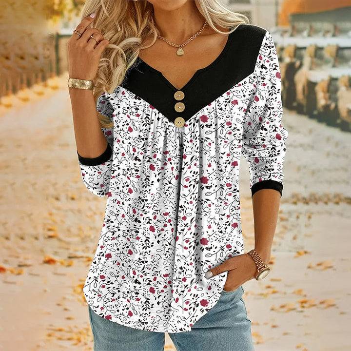 Sheloni - Camisola De Manga Comprida Com Botões E Padrão Floral