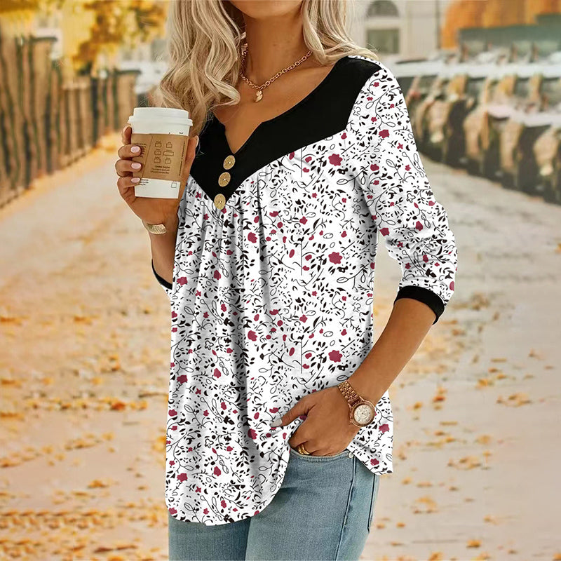 Sheloni - Camisola De Manga Comprida Com Botões E Padrão Floral