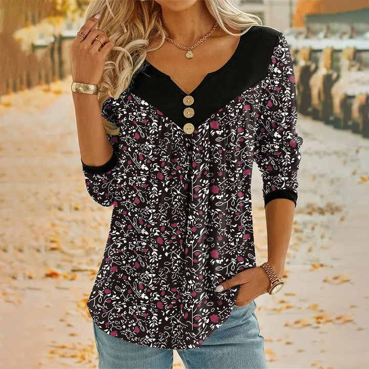 Sheloni - Camisola De Manga Comprida Com Botões E Padrão Floral