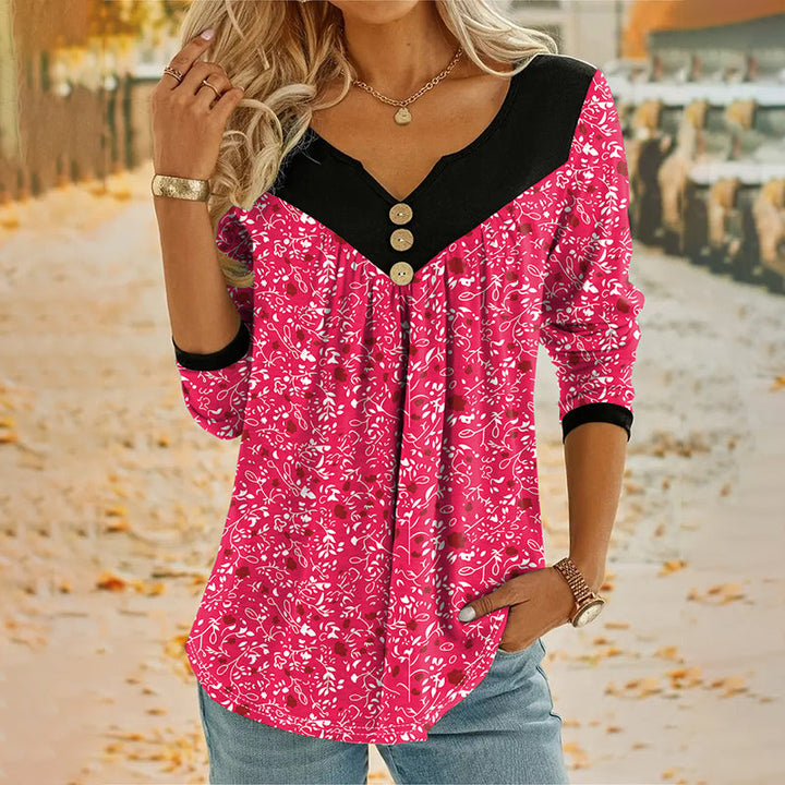Sheloni - Camisola De Manga Comprida Com Botões E Padrão Floral