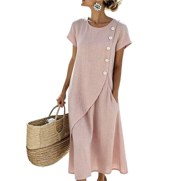 Alia - Vestido Assimétrico Elegante Com Decote Redondo