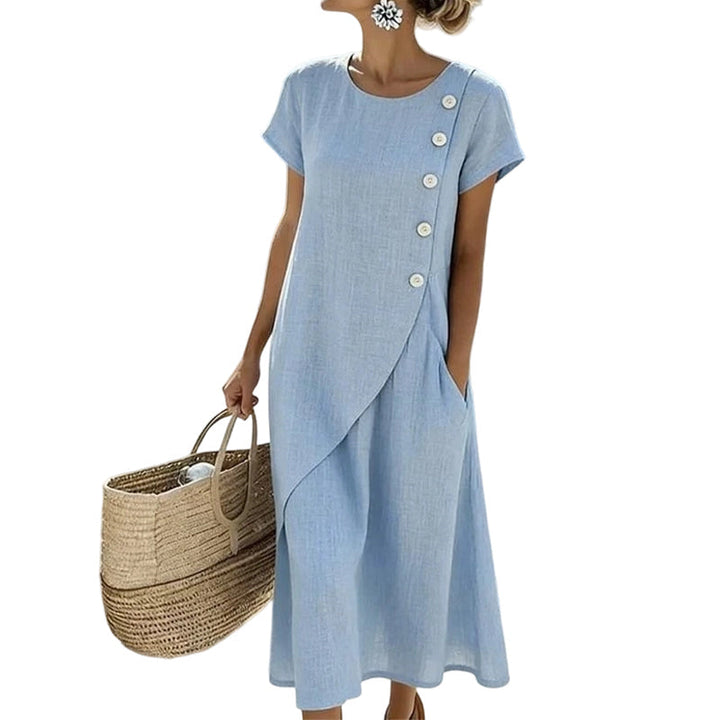 Alia - Vestido Assimétrico Elegante Com Decote Redondo