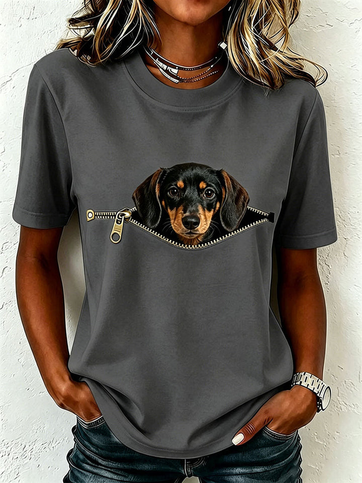 Earcy - T-Camisa De Manga Curta Com Dachshund