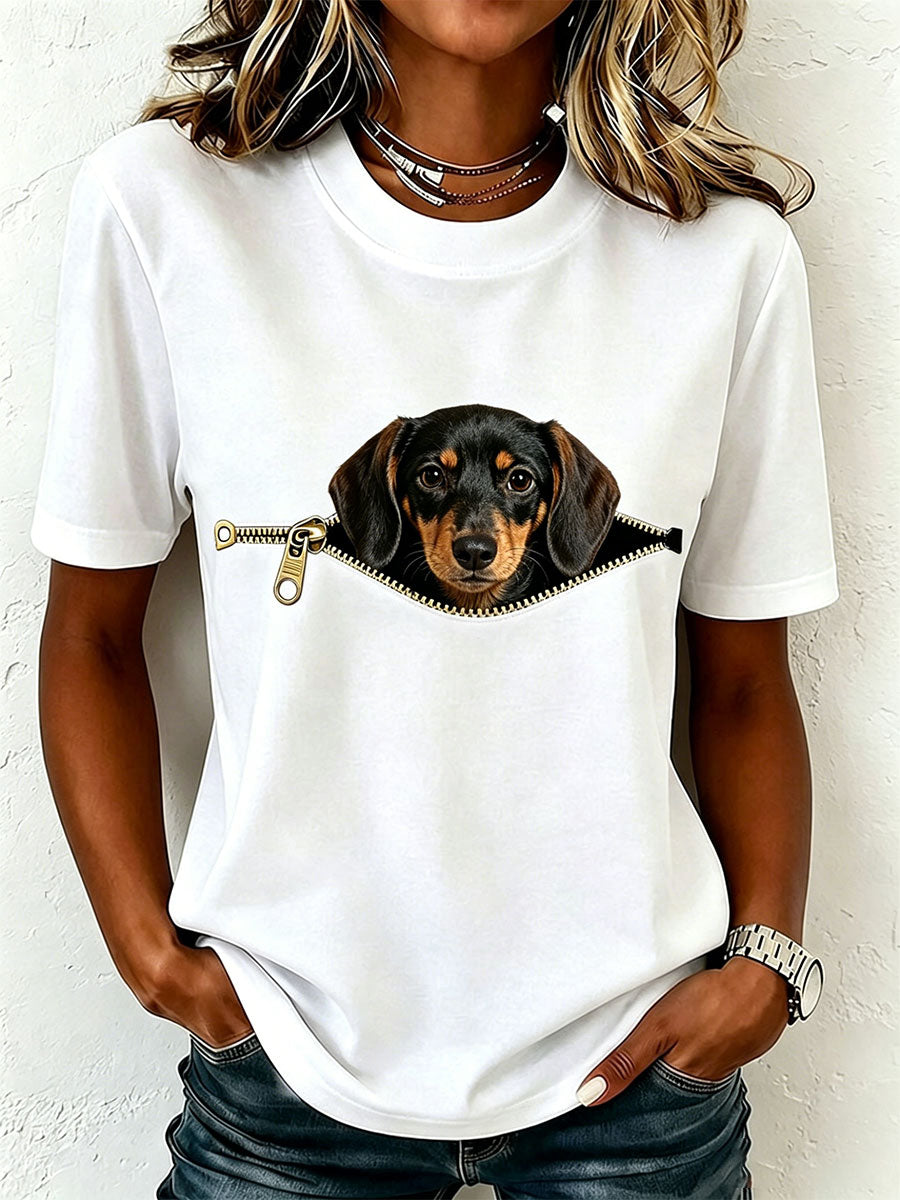 Earcy - T-Camisa De Manga Curta Com Dachshund