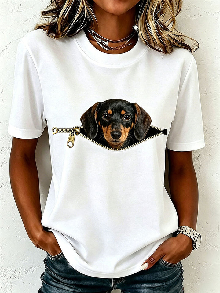 Earcy - T-Camisa De Manga Curta Com Dachshund