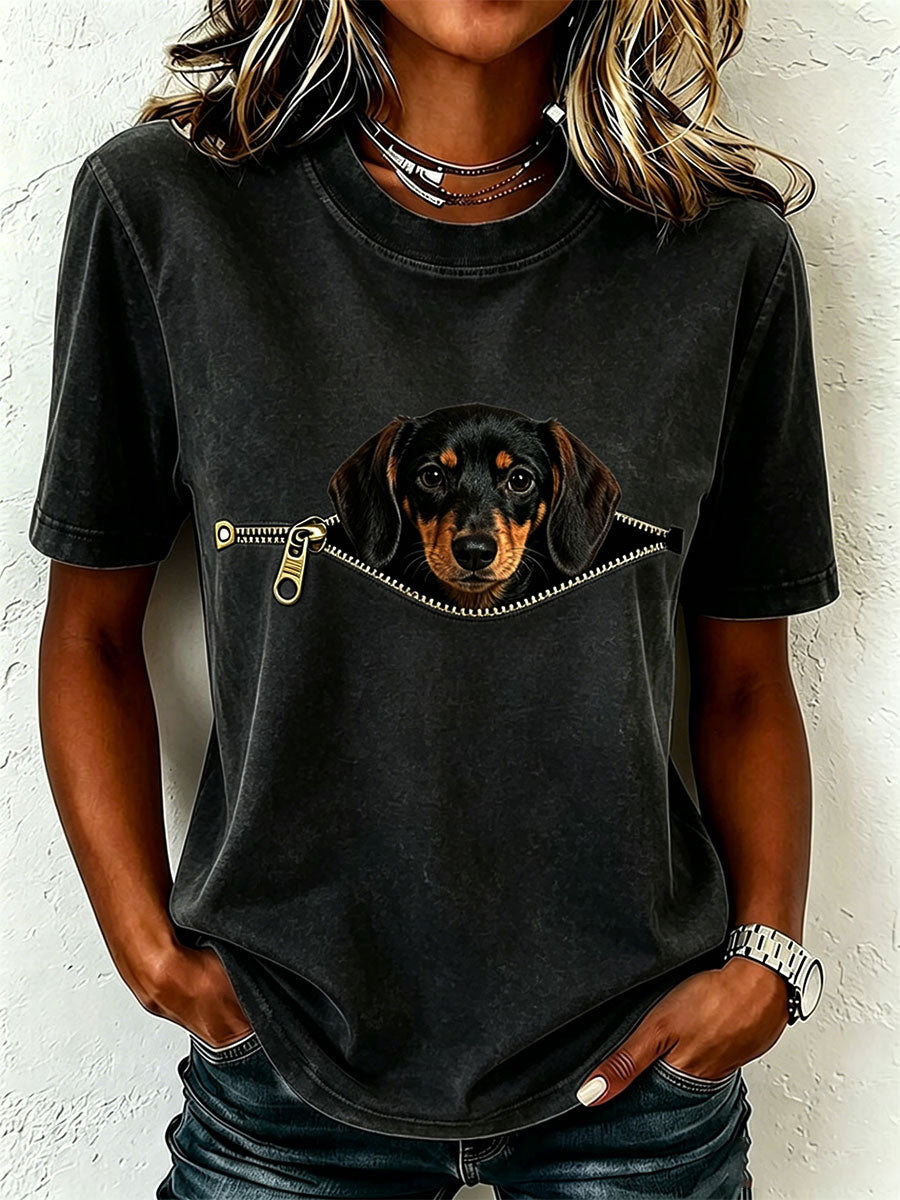 Earcy - T-Camisa De Manga Curta Com Dachshund