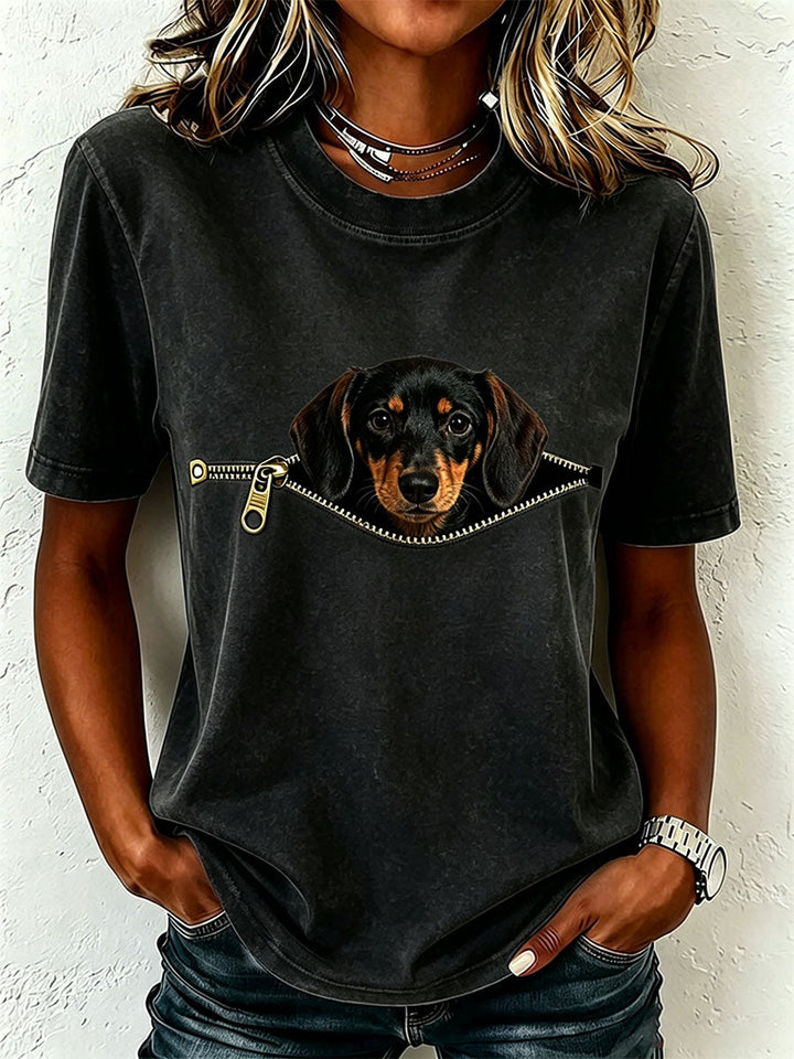 Earcy - T-Camisa De Manga Curta Com Dachshund