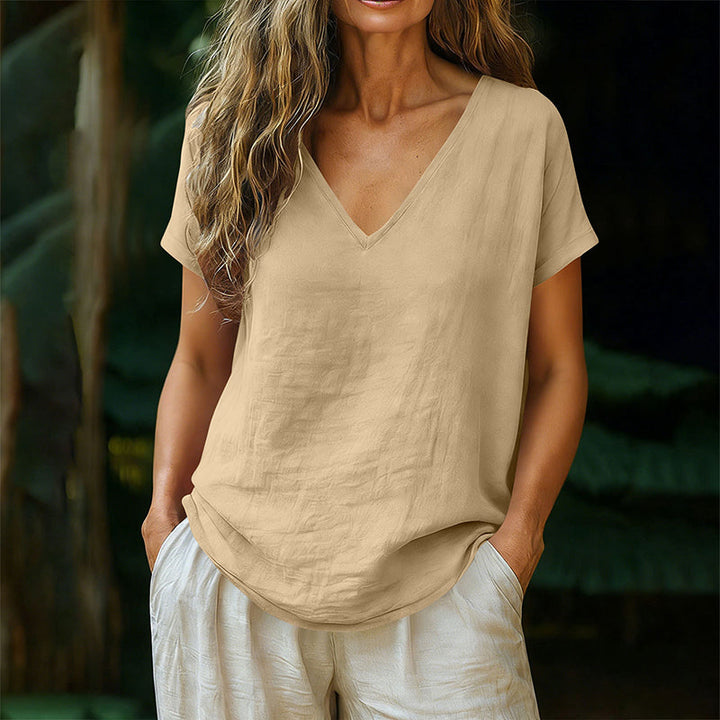 Norrah - T-Camisa Com Decote em V