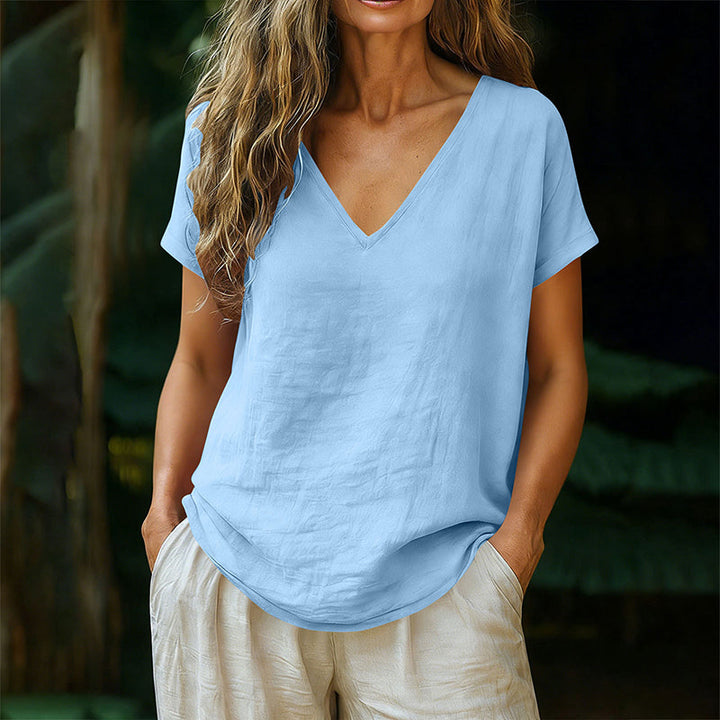 Norrah - T-Camisa Com Decote em V